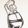 Wallity Glass of Wine Girl Line Art- APT749 L Decoración de Pared en Negro